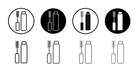 Mascara brush icon Flat outline fill set collection