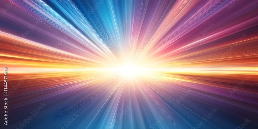 Poster a vibrant abstract image depicting rays of light radiating outward, creating a dynamic and colorful 