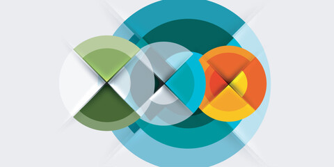 Obraz premium Circle and semi circle geometric background. Vector Illustration For Wallpaper, Banner, Background, Card, Book Illustration, landing page