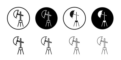 Photography lighting icon Flat outline fill set collection