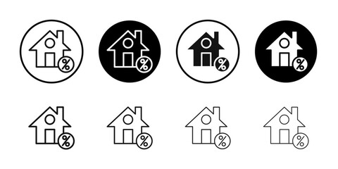 Rate for mortgage icon Flat outline fill set collection