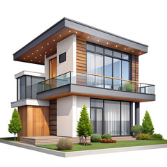Fototapeta premium Modern house isolated on transparent background