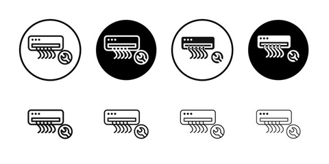 Obraz premium Repair air conditioner icon Flat outline fill set collection