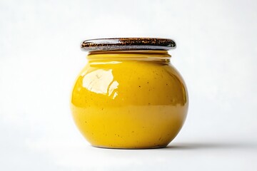 mustard jar isolated on white background