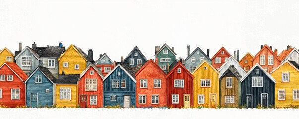 Naklejka premium Colorful Scandinavian houses arranged in a charming and vibrant architectural style