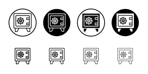 Safe Box Icon Flat outline fill set collection