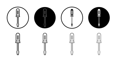 Screwdriver icon Flat outline fill set collection