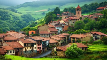 Obraz premium Picturesque Spanish Village Nestled in the Hills