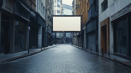 Obraz premium Blank Bill Board Mockup Wide Photo Urban Street. AI Generated