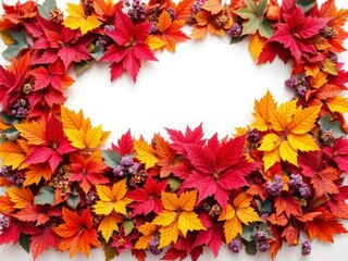 Dry orange metallic leaves arranged in a delicate pattern on a vibrant violet background, botany, texture