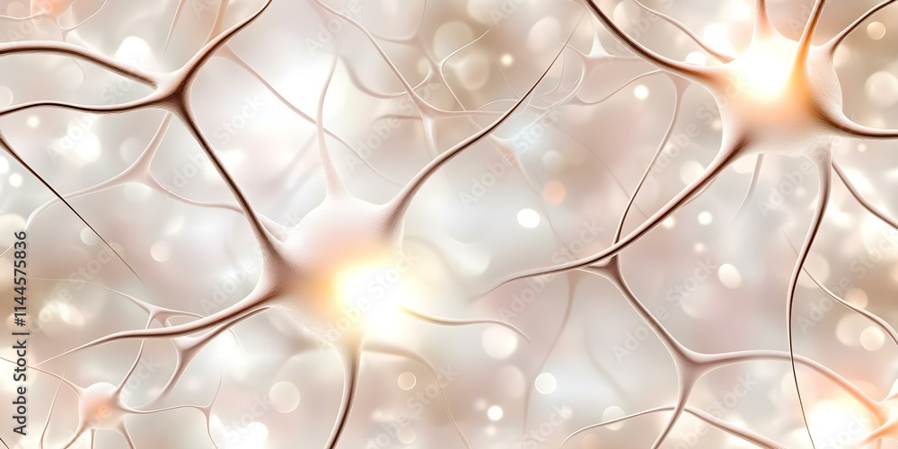 Poster a close-up view of interconnected neurons with glowing connections, depicting a stylized representat