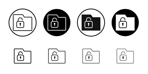 Unlock folder icon Flat outline fill set collection