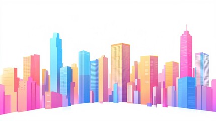 Urban Skyline Illustration of Skyscrapers and Cityscape Architecture Design