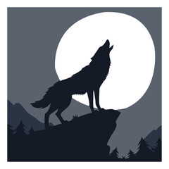 wolf howling at the moon
