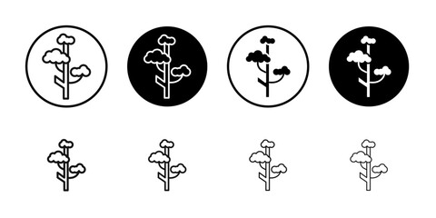 Winter tree icon Flat outline fill set collection