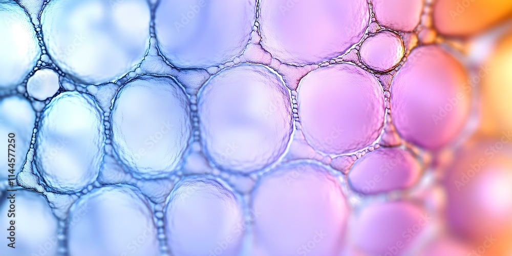 Aufkleber a close-up view of bubbles or circular shapes with a vibrant gradient of colors, creating an abstrac