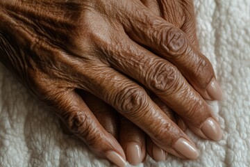 Fototapeta premium Close-up of elderly hands revealing the beauty of age and the passage of time.