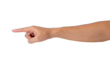 hand points a finger isolated on white background.