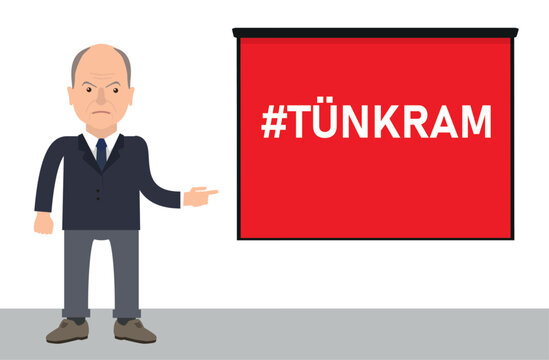 Ver&auml;rgerter Politiker erkl&auml;rt das Wort T&uuml;nkram