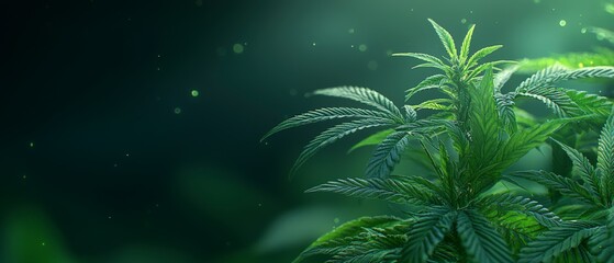 Lush Green Cannabis Plant  Close up  Nature Photography