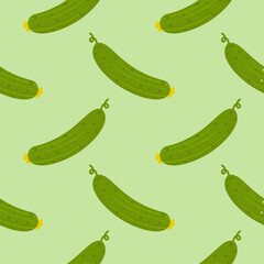 Cucumber flat style seamless pattern background. cucumber vegetable background