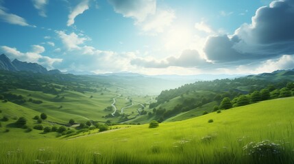 A wide open desert with backlighting, room on the right for text or design,generative ai illustration