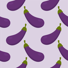 purple eggplants seamless pattern vector illustration. Ripe eggplant on a color background.