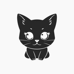 Design cat Minimalist and Flat Logo Vector illustration white background 