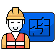 Avatar wearing hard hat, icon of engineer