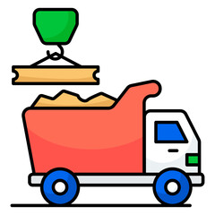 Unique design icon of truck loading