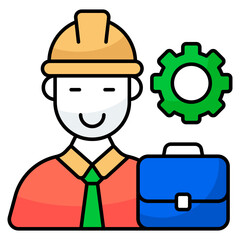 Avatar wearing hard hat, icon of labor