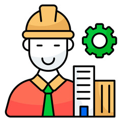 Avatar wearing hard hat, icon of labor