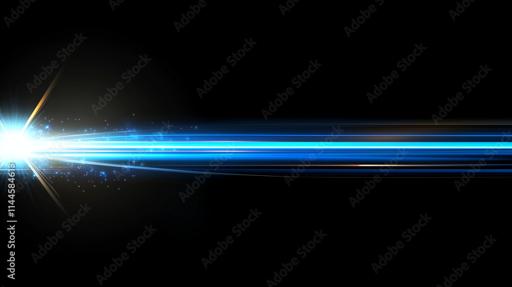Poster abstract digital banner: glowing blue light beam on a dark background. futuristic technology concept