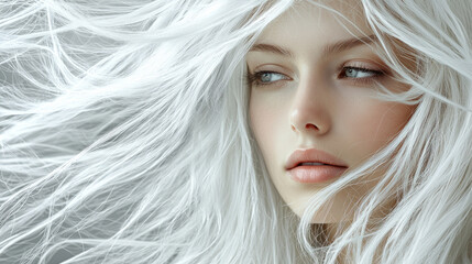 Fototapeta premium Captivating portrait of a young woman with striking white hair