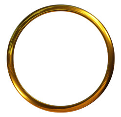 Golden ring or golden circle frame 3d isolated on png transparent background.
