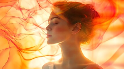 Double exposure portrait of young woman with digital brain. Artificial intelligence concept