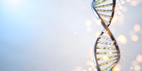 Double helix DNA structure on soft background with bokeh effect and copy space