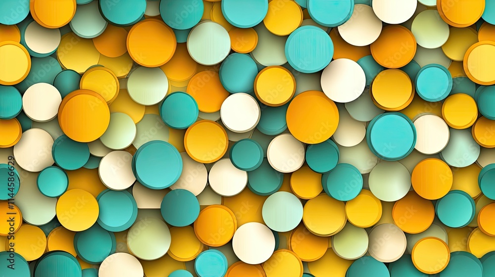 Poster modern abstract background with teal and orange hexagonal geometric patterns, creating depth, textur