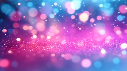Abstract Pink Blue Glitter Bokeh Background Image