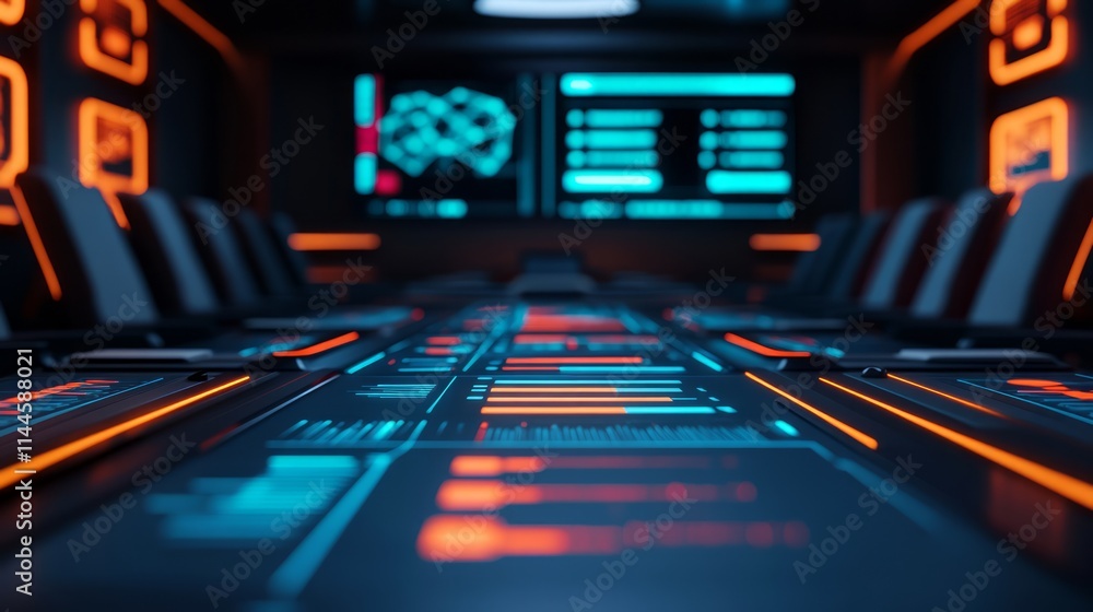 Aufkleber futuristic conference room with high-tech displays and interactive surfaces for collaborative meetin