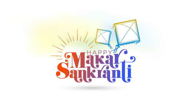 Indian Kite festival- Makar Sankranti holiday logo and post design.