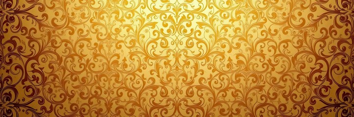Intricately designed vintage baroque wallpaper with floral patterns and gold accents, decorative, texture