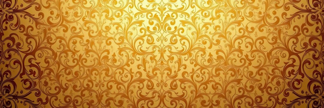 Fototapeta Intricately designed vintage baroque wallpaper with floral patterns and gold accents, decorative, texture