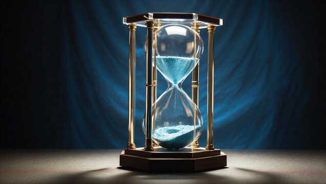Suspended Glass Hourglass Shines with Faint Glow - Powered by Adobe