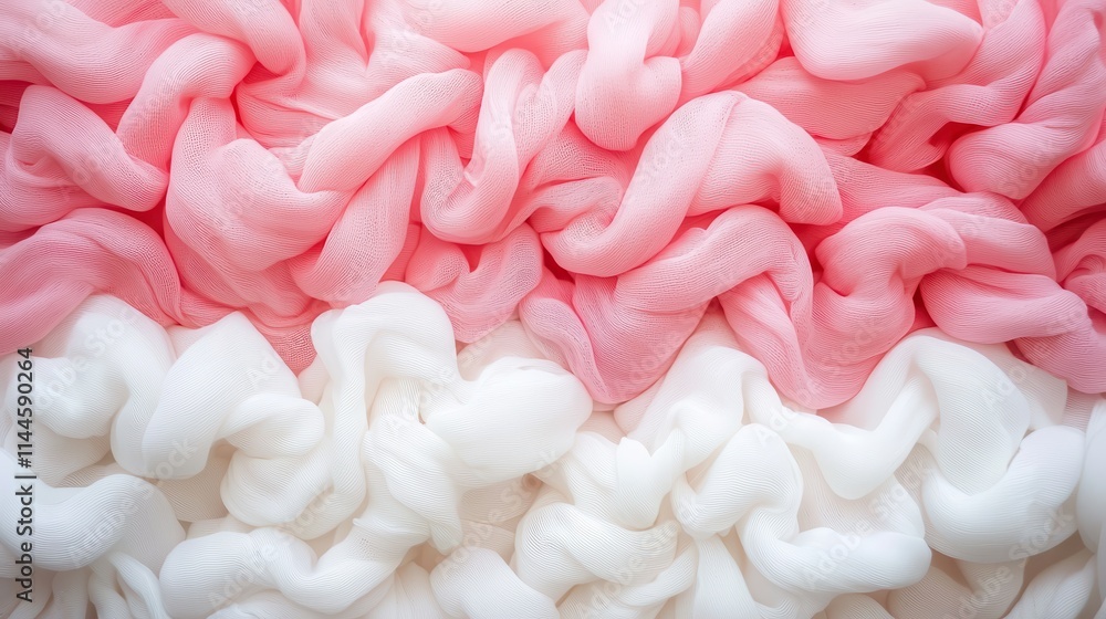 Poster soft fabric textures in pink and white layers for background use