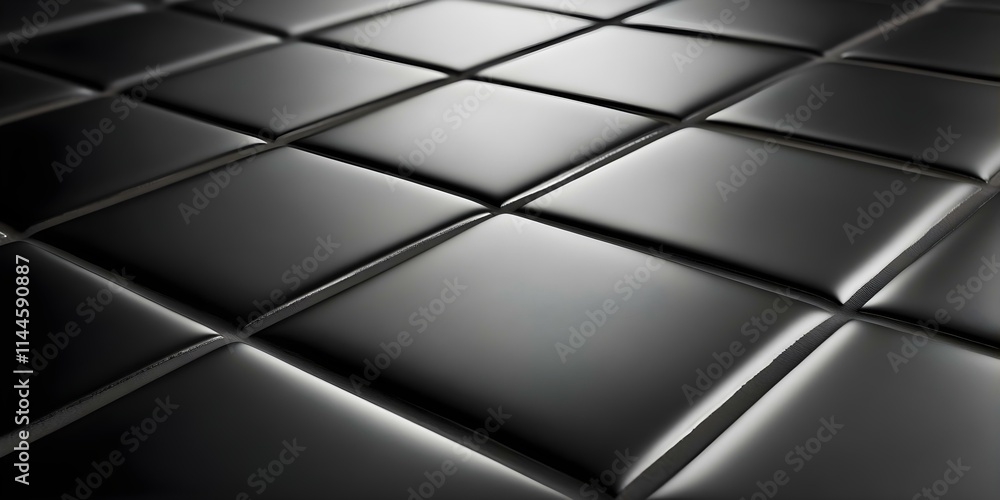 Poster a close-up view of a series of glossy black tiles arranged in a grid pattern. concept glossy black t