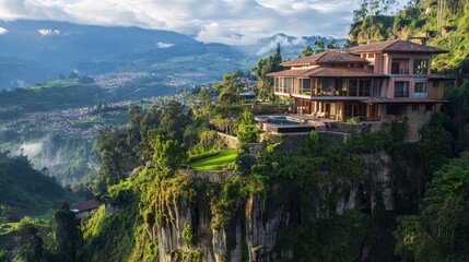 Majestic Cliffside Mansion with Panoramic Mountain Views