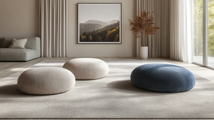 Cozy interior with soft seating and nature-inspired decor.