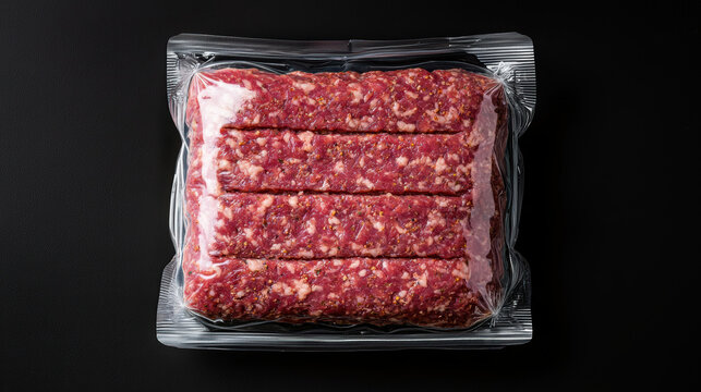 Fresh vacuum sealed raw meatloaf mixture in plastic package