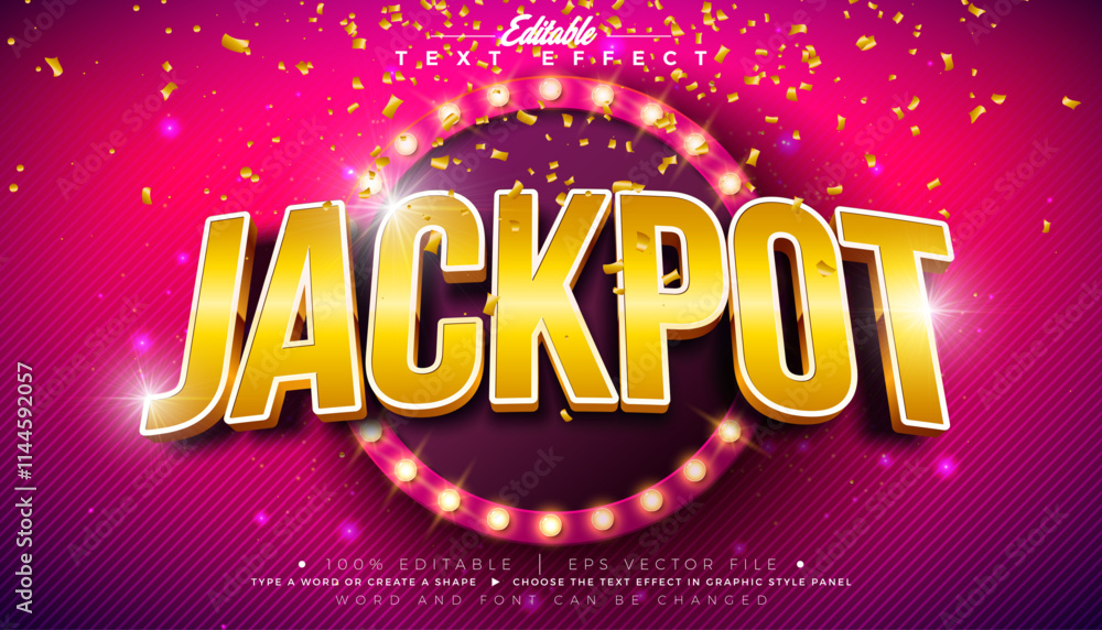 Fototapete jackpot 3d text effect design editable and scalable vector graphic style effect with shadow and gold